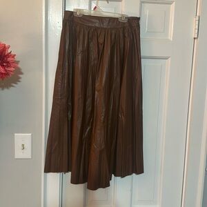 Olivaceous rayon blend midi skirt